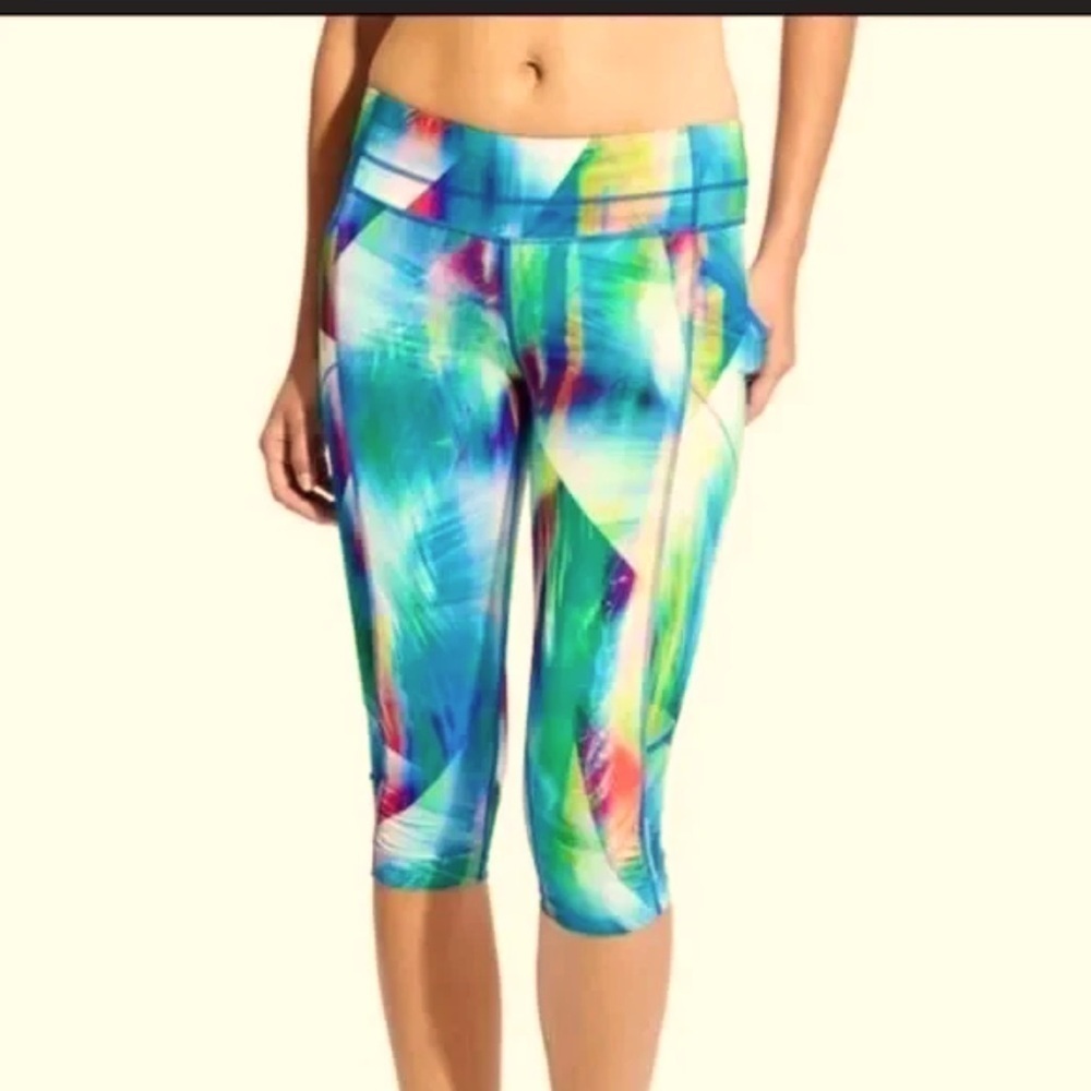 Athleta colorful, bright capri leggings XS